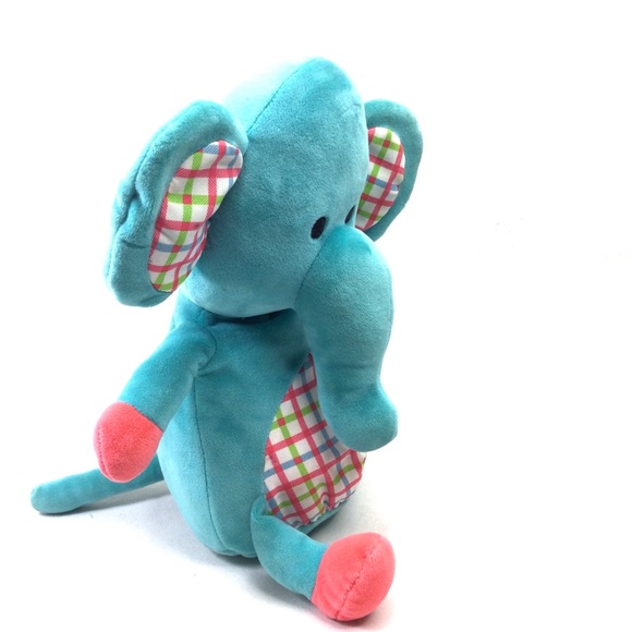 Sound and Light Animatronics Blue and Plaid Plush Elephant. - Picture 3 of 8